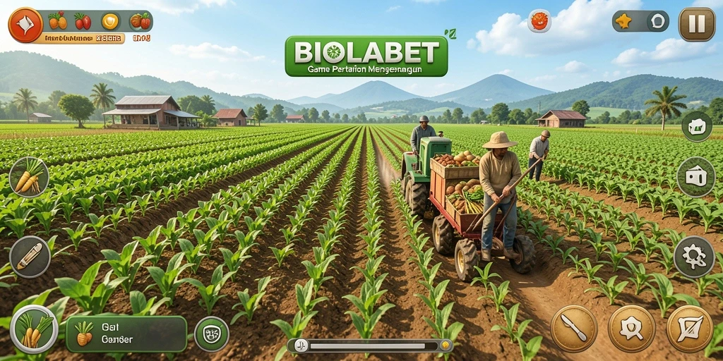 Tampilan menarik dari gameplay BIOLABET saat merawat kebun.