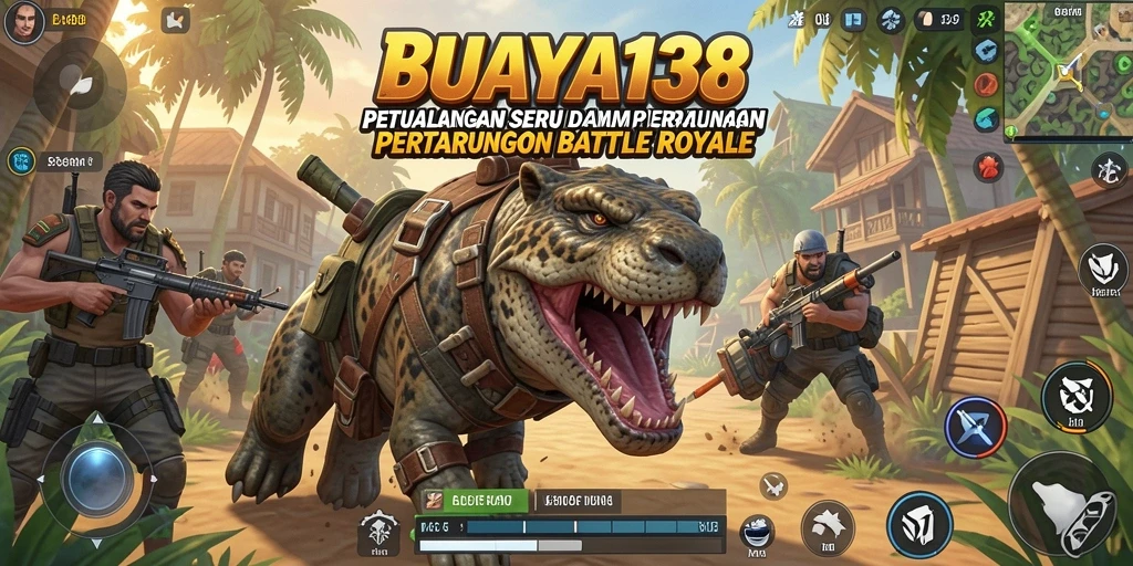 Tampilan aksi seru dalam gameplay BUAYA138 Battle Royale.