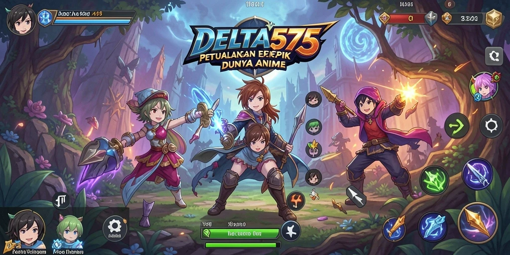 Screenshot gameplay DELTA575 menampilkan aksi pertarungan seru dalam dunia anime.
