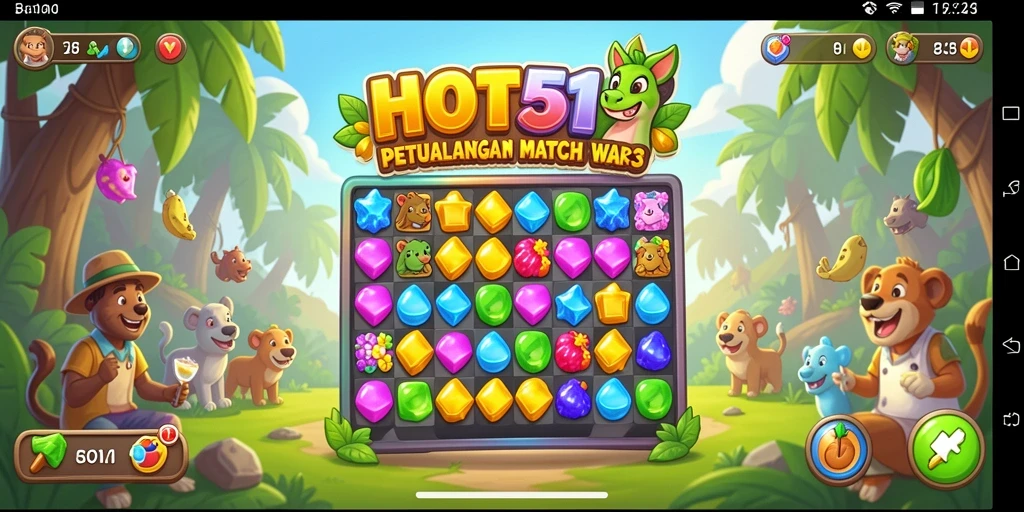 Tangkapan layar gameplay HOT51 menampilkan momen seru mencocokkan permata.