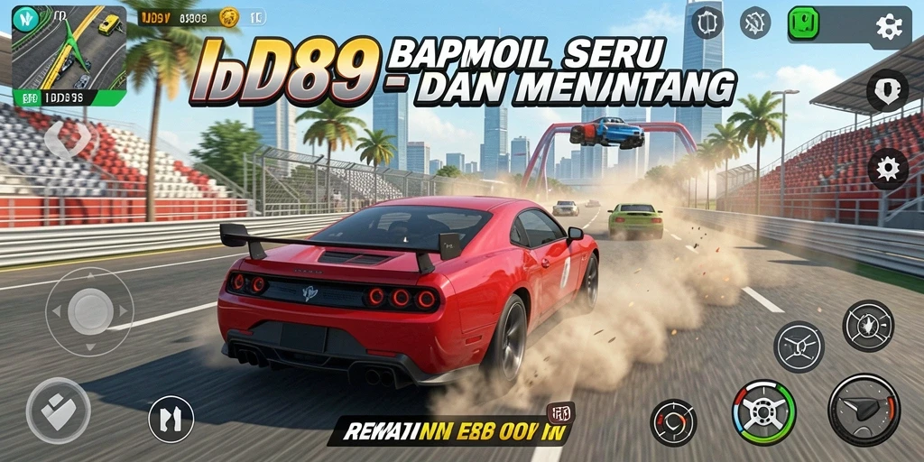 Screenshot gameplay IDR89 menampilkan aksi balap yang mendebarkan.