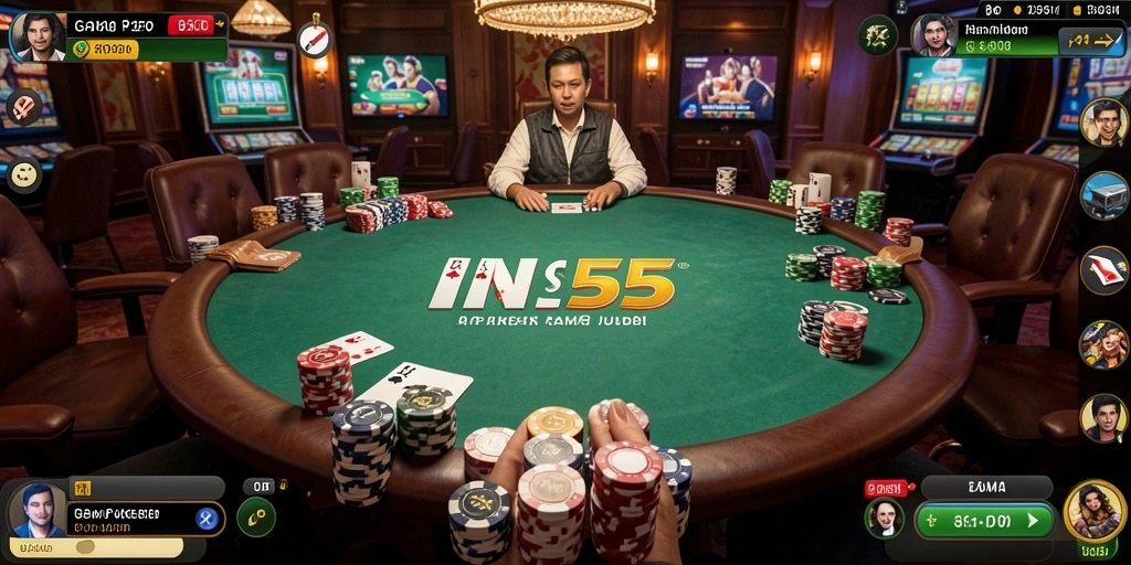 Tangkapan layar utama INS55 menampilkan aksi seru permainan Poker.