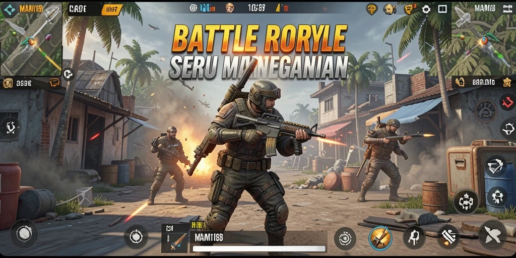 Tangkapan layar dari gameplay MAMI188 yang menampilkan aksi pertempuran Battle Royale.
