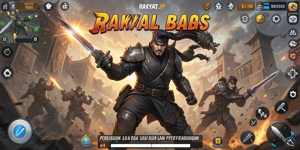 Screenshot utama RAKYATJP menampilkan aksi pertarungan yang seru.