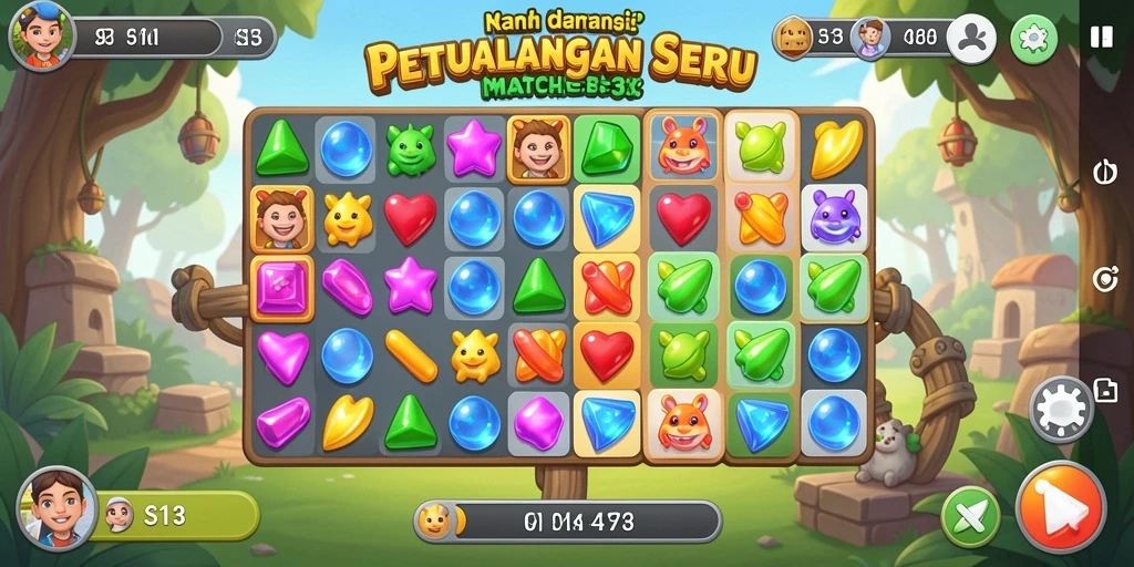 Gameplay menantang S13 dalam aksi match-3 yang seru.