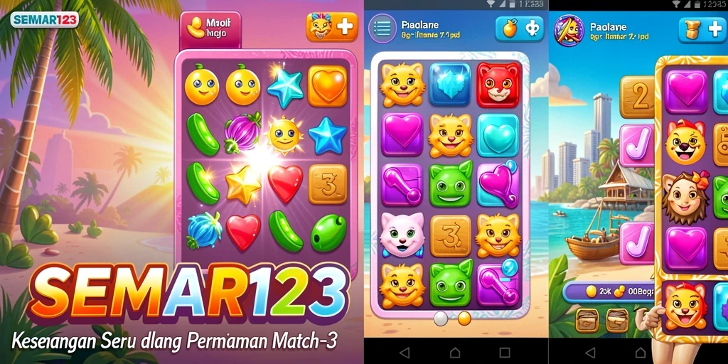 Tangkapan layar game SEMAR123 dengan gameplay Match-3 yang seru.